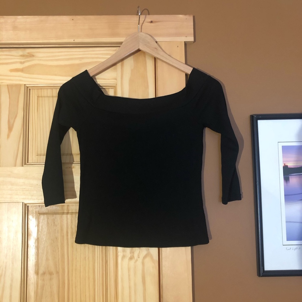 Black off the shoulder crop top